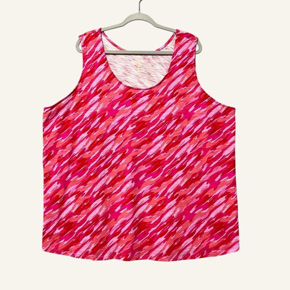 Belle by Kim Gravel Colorful Tank Top Size 3X Pink Red Cotton Modal Summer Layer